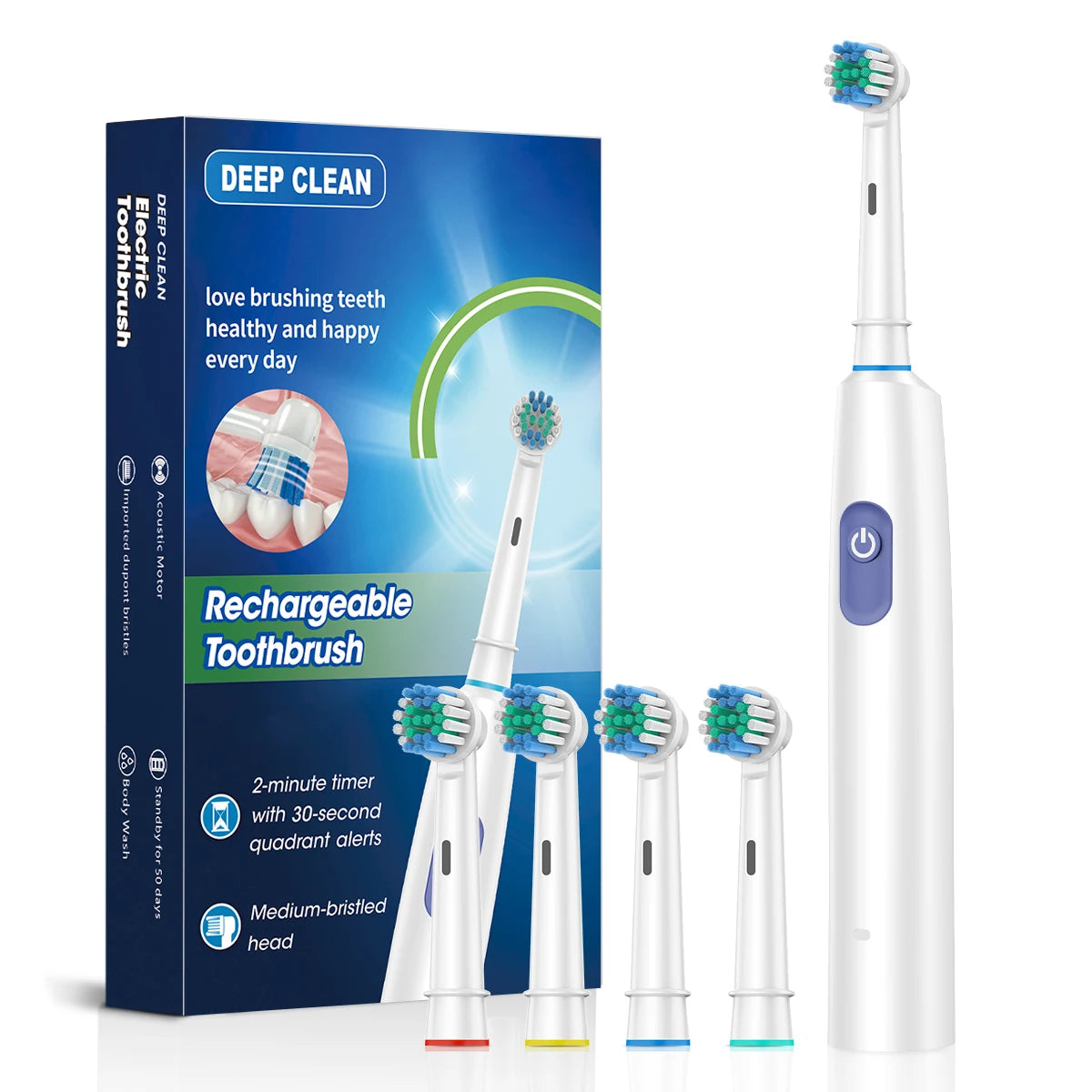 2002 Rotating Electric Toothbrush &ndash; Six Cleaning Modes for Ultimate Oral Care 2002gwhite 4