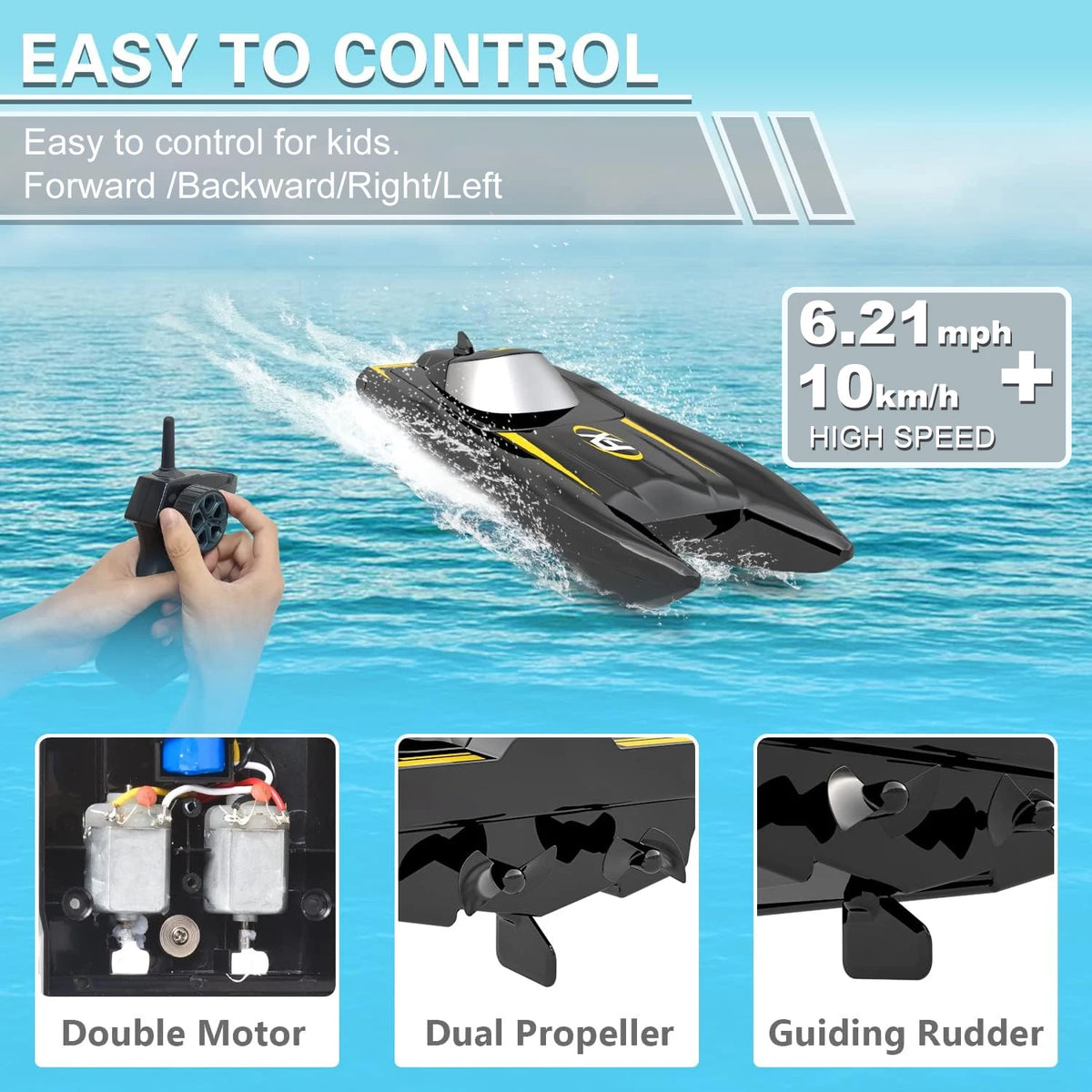 High-Speed 2.4G Remote Control Racing Speedboat for Kids