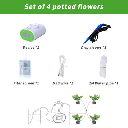 Automatic Plant Watering System 4 potted flower set