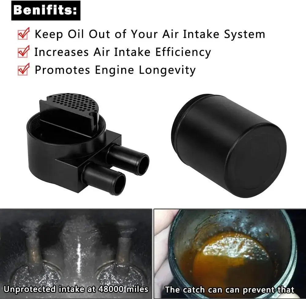 Aluminum Reservior Oil Catch Can Tank with Silicone Radiator Hose for BMW N54 335i 135i E90 E92 E82 2006-2010 Black by InterCyprus Trading Ltd