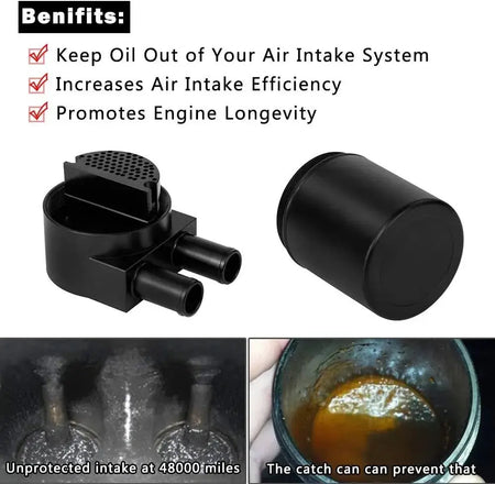 Aluminum Reservior Oil Catch Can Tank with Silicone Radiator Hose for BMW N54 335i 135i E90 E92 E82 2006-2010 Black by InterCyprus Trading Ltd