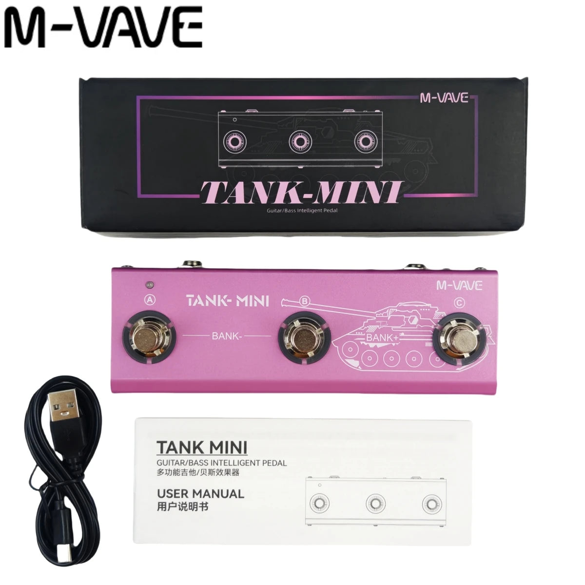 M-VAVE Tank-B/G/MINI Bass Multi-FX Pedal &ndash; 36 Presets TANK-MINI