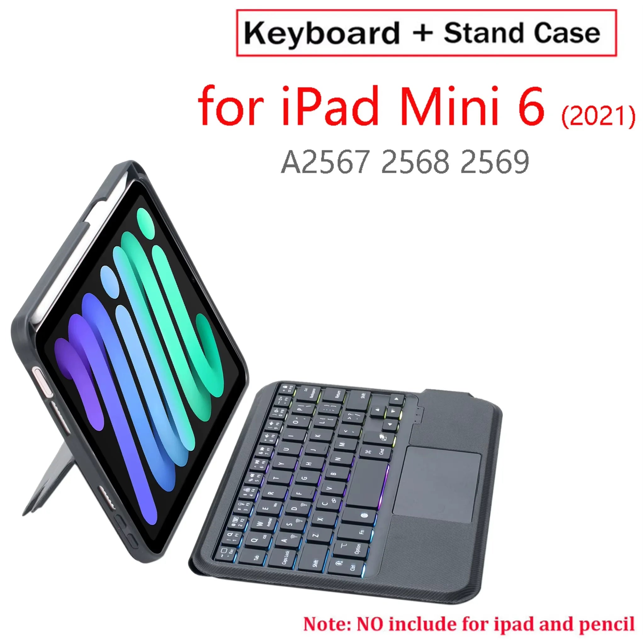 Split Keyboard Case for iPad Mini 6 &ndash; RGB Backlit Trackpad Black English / Mini 6 / CHINA