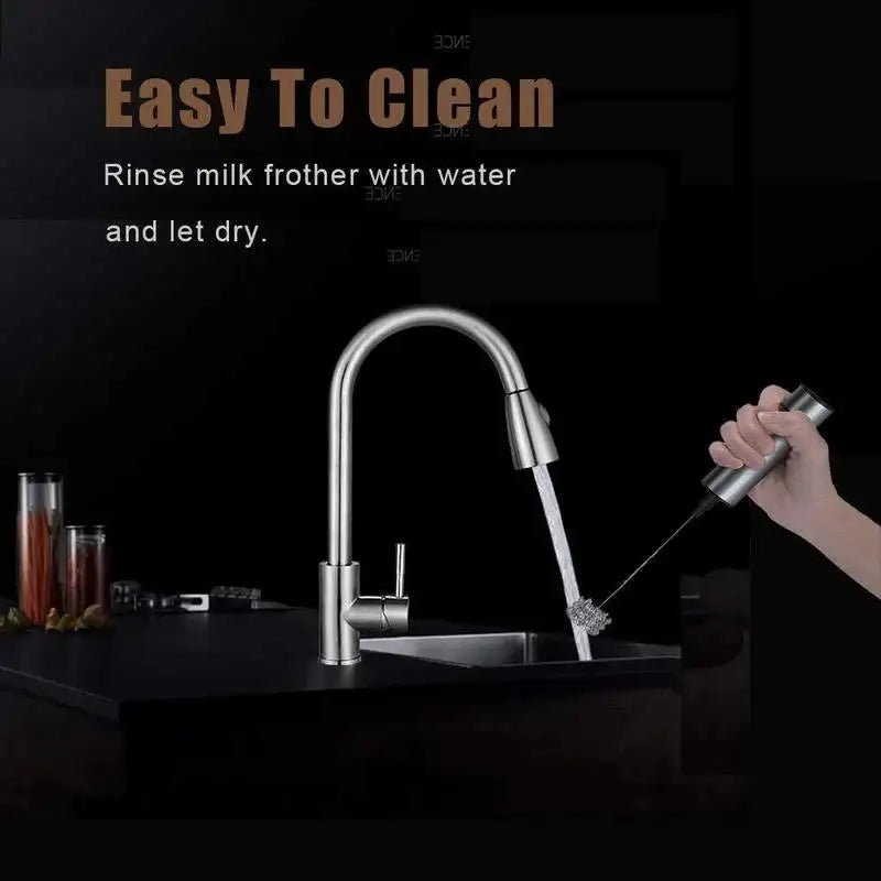 Electric Milk Frother With 3 Stainless Steel Whisks Coffee