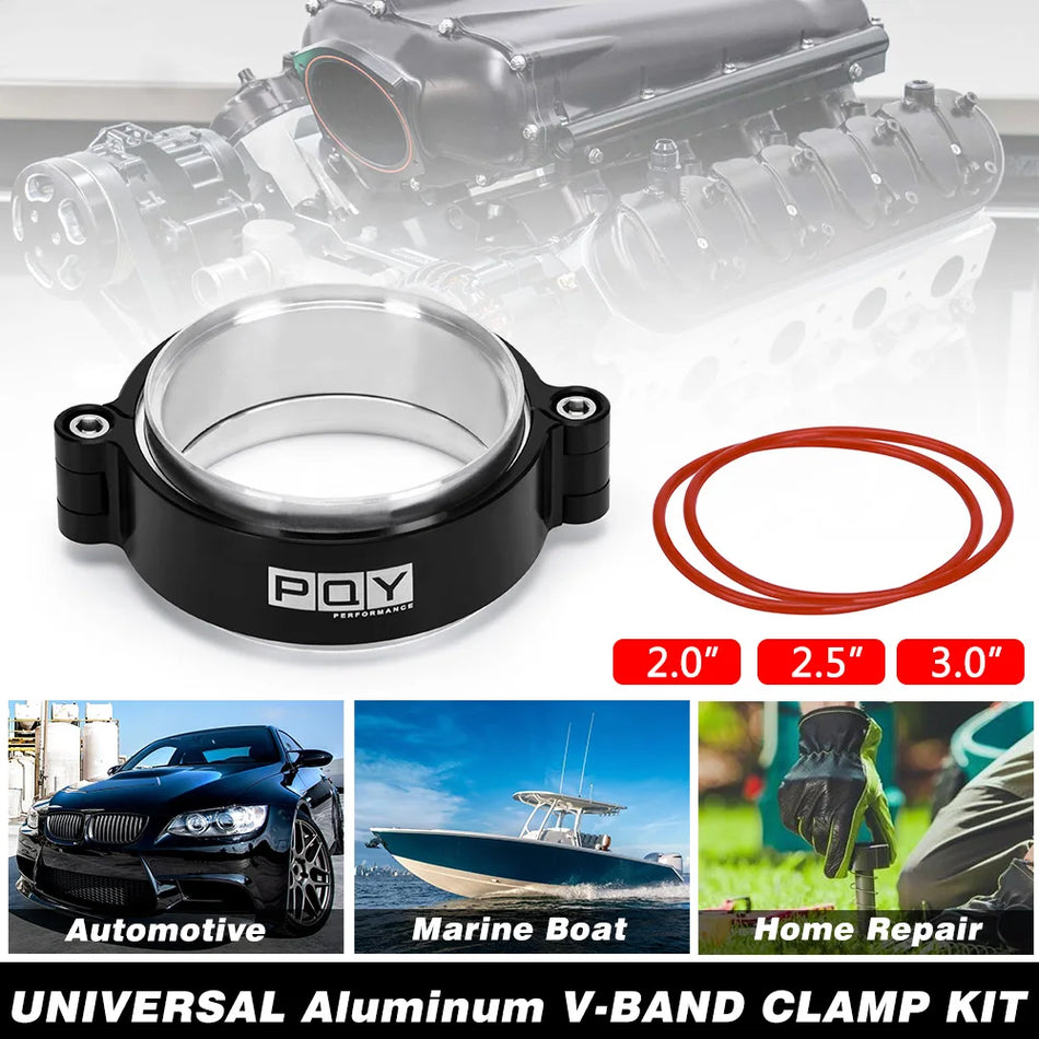 Clamă de evacuare V-Band din aluminiu anodizat cu flanșă pentru turbo cu diametru exterior de 2-3 inci