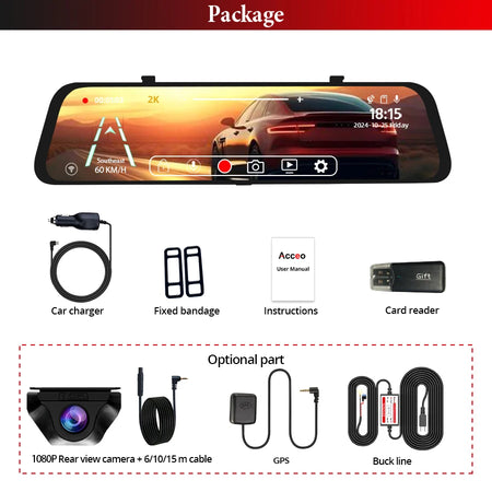 ACCEO 2.5K Dsahcam 12 Inch Touch Mirror - Built In WiFi