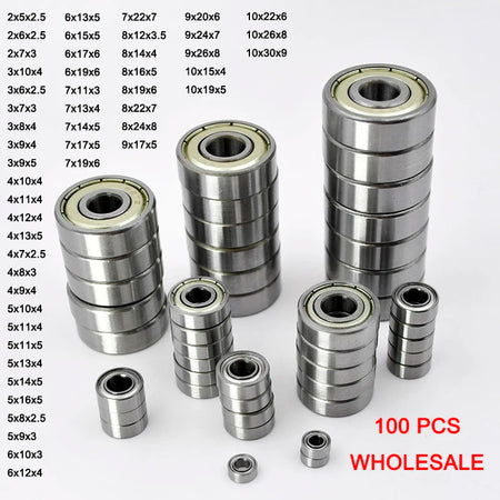 Miniature Bearings 2&ndash;10mm Set &ndash; Chrome Steel Greased CHINA / 8x19x6mm / 100Pcs