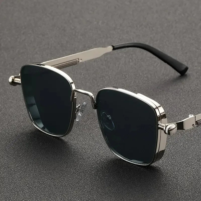 Men Driving Steampunk Square Sunglasses &ndash; UV400 Metal Frame