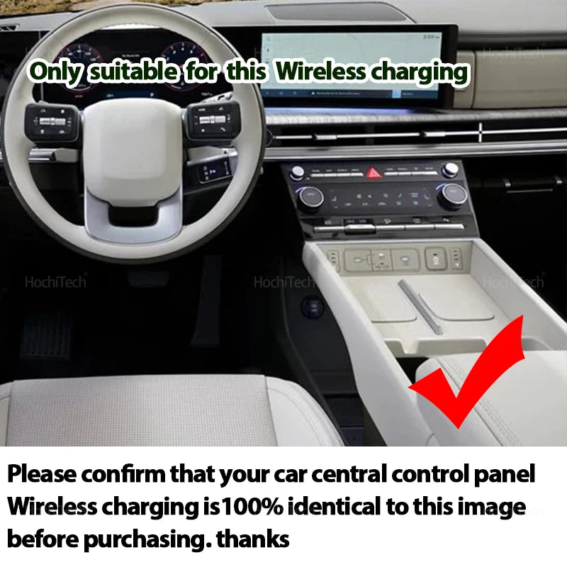 Tapete de Carregamento Sem Fios em Silicone para Hyundai Santa Fe com Capa Antiderrapante