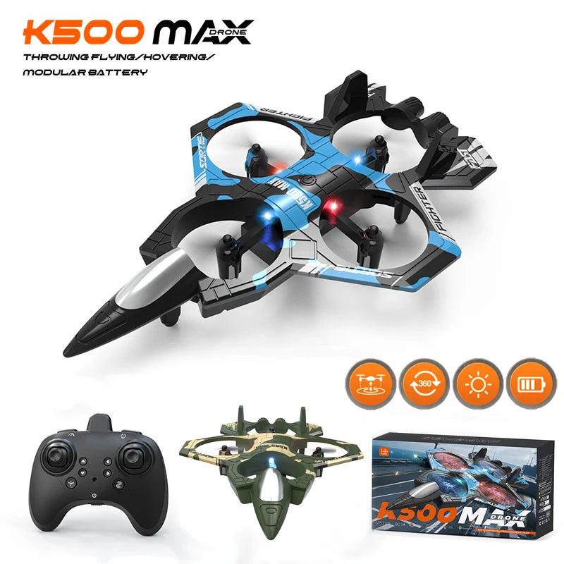 K500 MAX RC Plane Fighter 2.4G - 360 Degree Flips LED