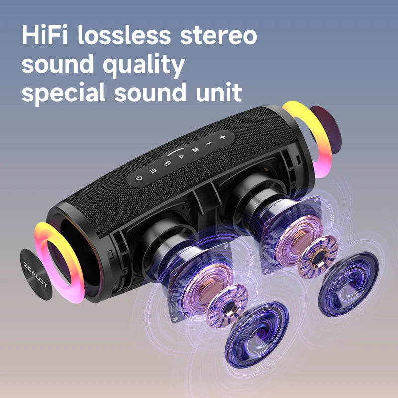 ZEALOT-S56 Speaker &ndash; IPX6 Waterproof 40W Bass RGB Lights