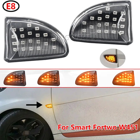 1 Pair LED Dynamic Car Blinker Side Mirror Marker Turn Signal Lights Lamp Accessories For Smart Fortwo 451 MK1 MKII 2007-2015 by InterCyprus Trading Ltd