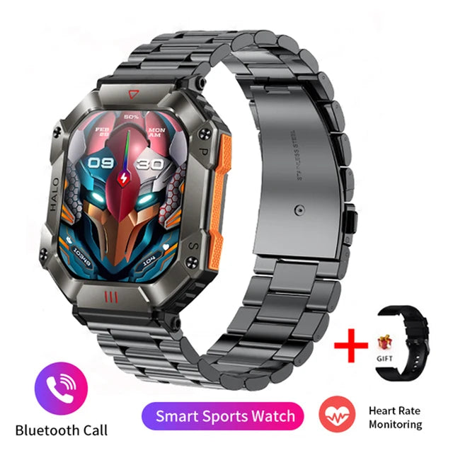 Men's Smart Watch 2023: Fitness, IP68 Waterproof, Bluetooth Calls Steel black