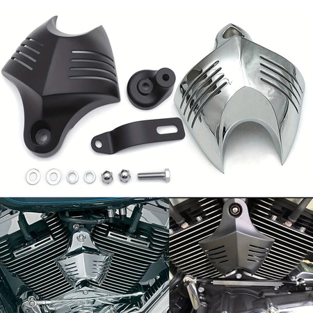 Motorcycle Big Twin Horn Cover &ndash; Sleek Black Chrome Design for Harley Models