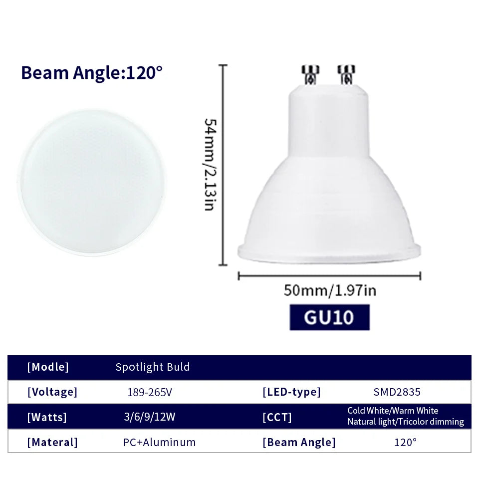 50PCS GU10 LED Spotlight Bulbs - Energy Saving &amp; Long Lifespan