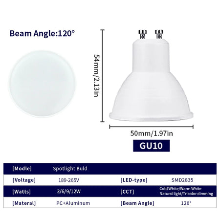 50PCS GU10 LED Spotlight Bulbs - Energy Saving &amp; Long Lifespan