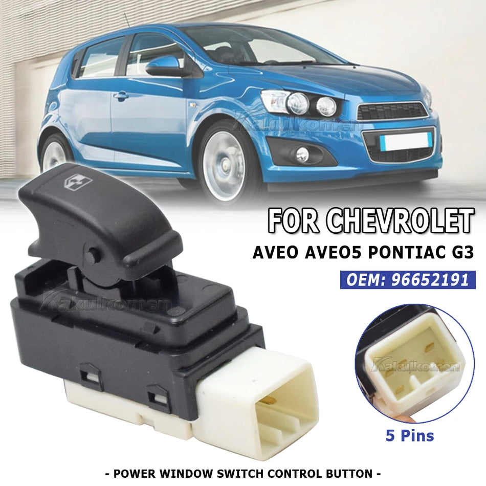 Διακόπτης παραθύρου για Chevrolet Aveo Aveo5, Pontiac G3 ABS Μαύρος 5-Πιν.