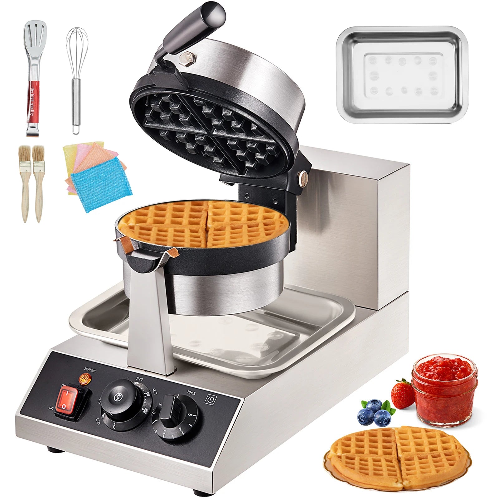 SucceBuy Máquina de Fazer Waffles Elétrica Ferro de Waffle Redondo em ...