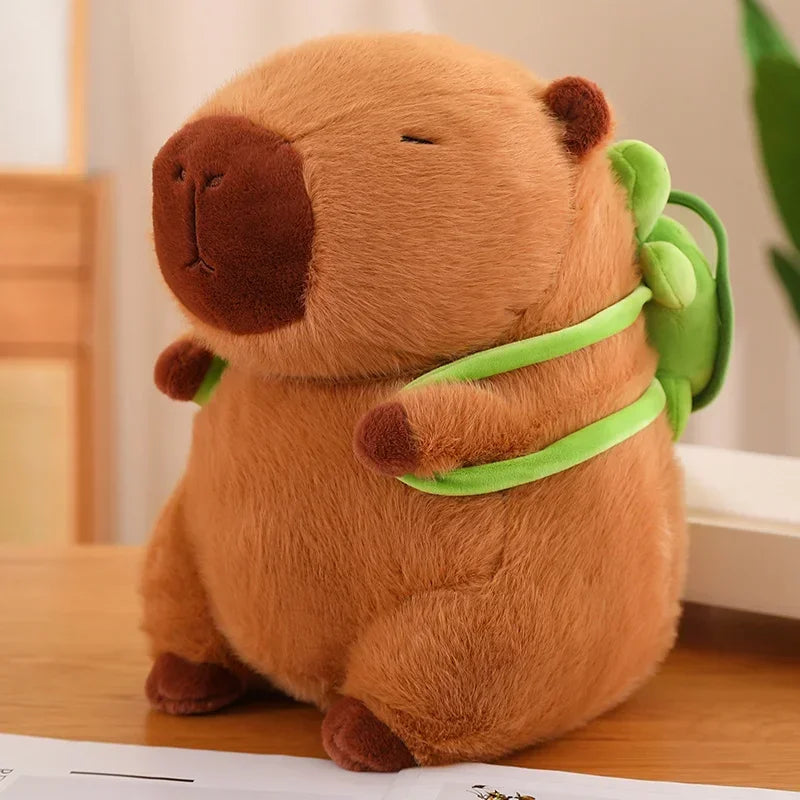 Adorable Capybara Plush Toy with Turtle Backpack