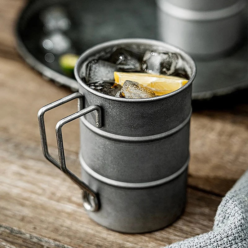 YY24 Retro Old Stainless Steel Beer Mug &ndash; Portable Camping onesize / 380ml
