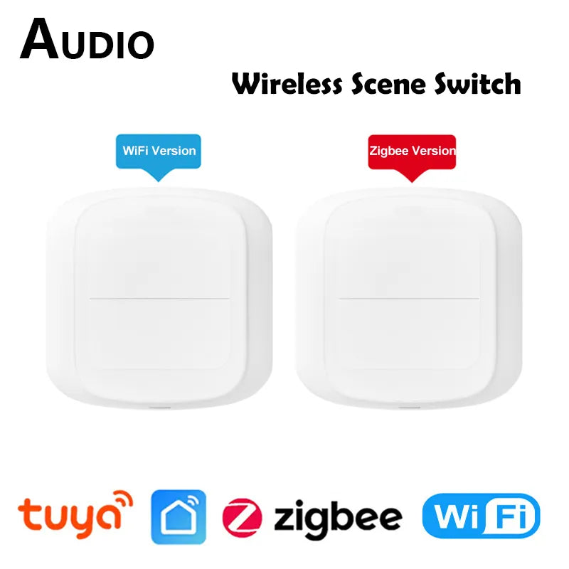 Tuya WiFi ZigBee Akıllı Sahne Kablosuz Anahtar Basma Düğmesi Denetleyici Otomasyon Senaryosu 2 Gang Akıllı Ev Aletleri Akıllı Kontrol