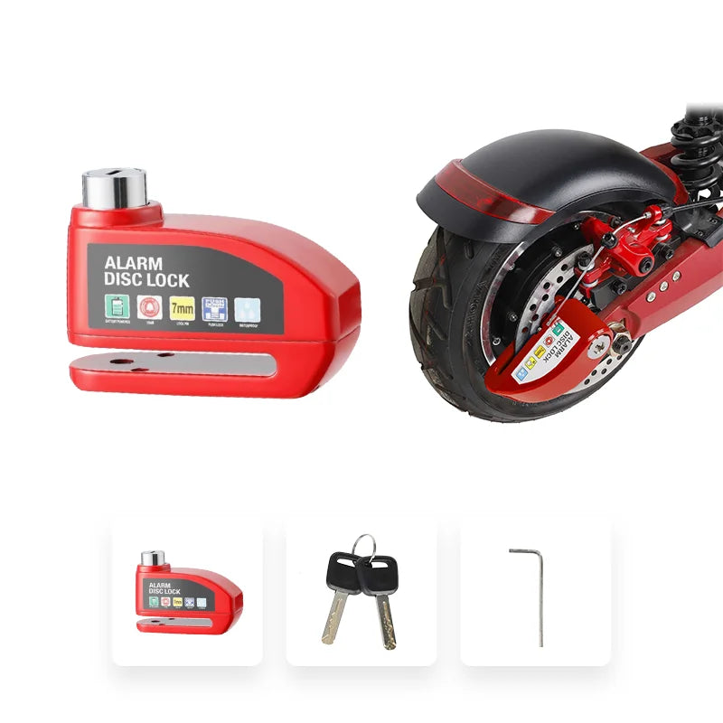 Electric Scooter Alarm Disc Lock &ndash; Waterproof Anti-Theft Security Red Alarm Lock