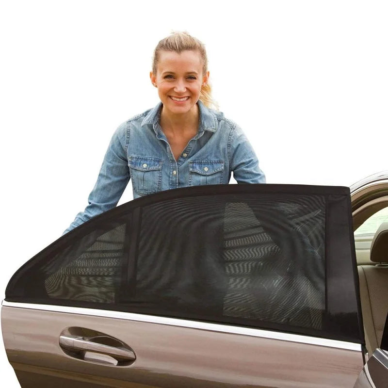 Rete Parasole per Auto 4 Pezzi, Protezione UV, Tendine in Cotone per Finestra