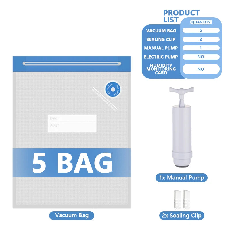 Filament Vacuum Storage Bags with Hand/Electric Pump - Keep Filaments Dry 5 Bags-Manual Pump / 30x34cm-11.8x13.4in