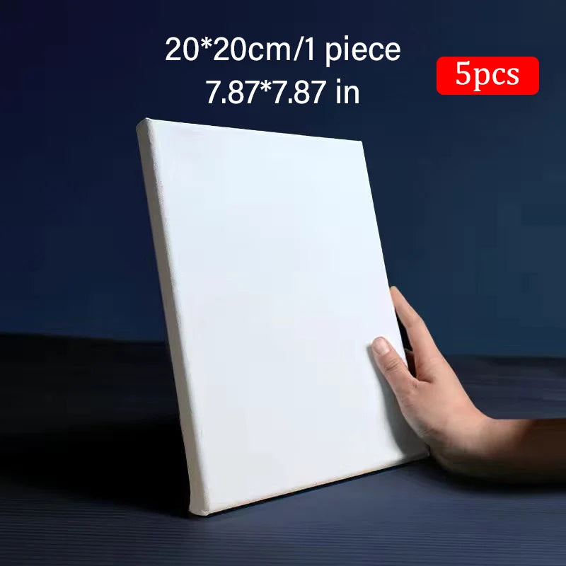 Blank Square Canvas Set &ndash; Cotton Canvas Ready To Paint 5pcs 20x20cm 8x8in