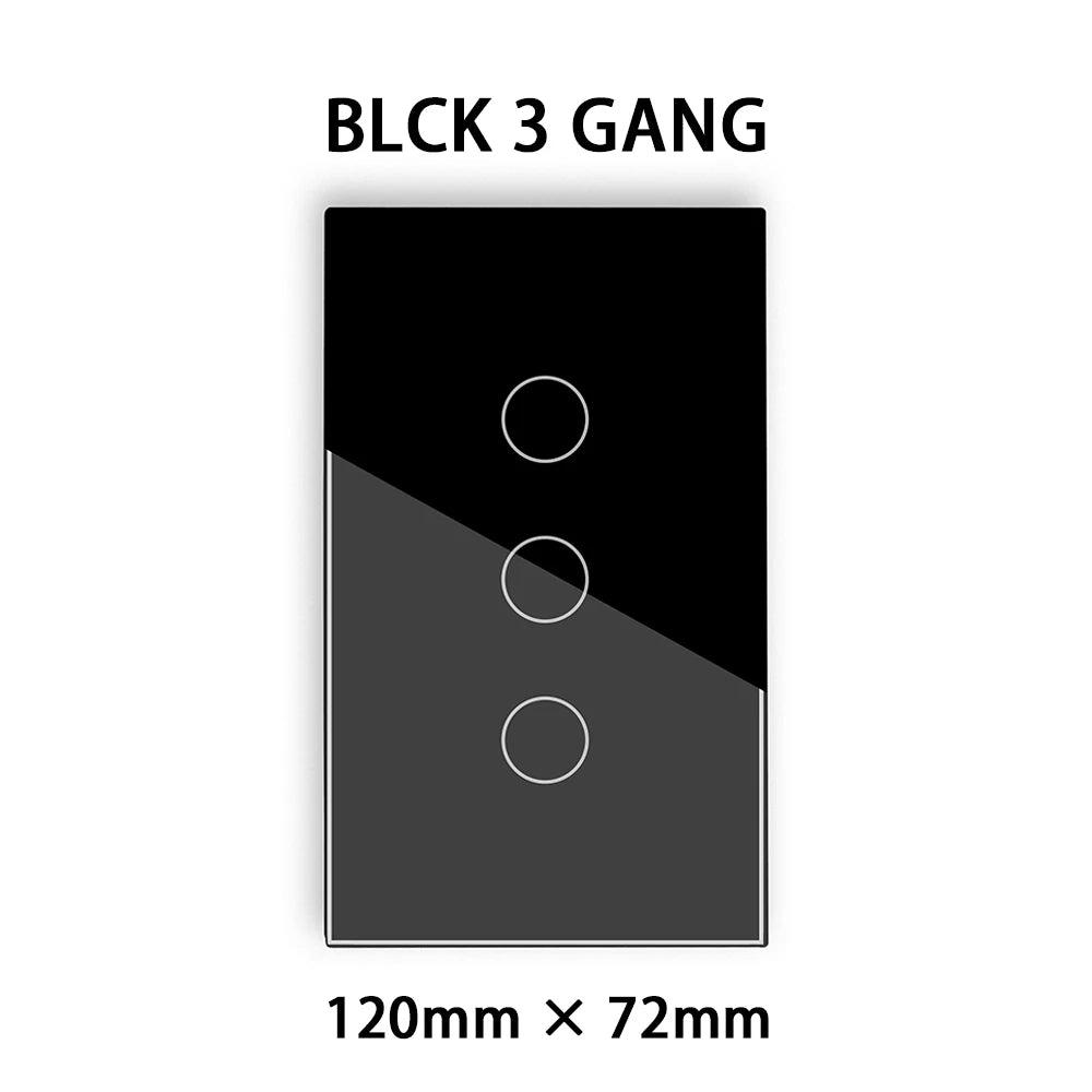 Brazilian Smart Touch Wall Switch - 4/6/8 Gang WiFi Voice Control Black 3 gang
