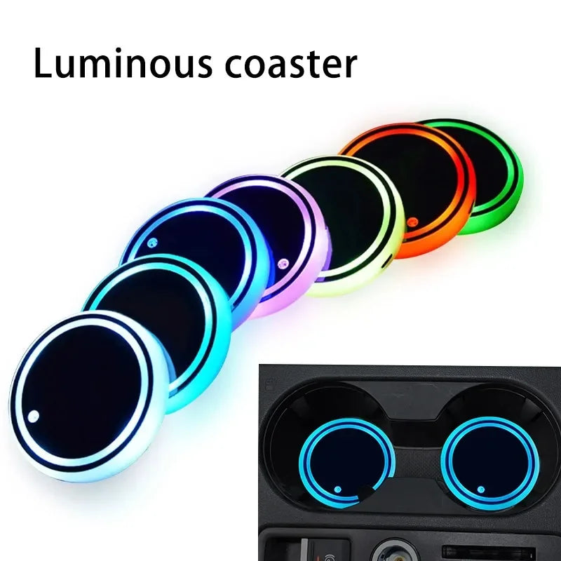 7 Color Changing LED Car Cup Holder Lights &ndash; Ambient Lighting