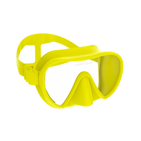 Frameless Scuba Diving Mask with Panoramic Tempered Glass and Silicone Skirt Yellow / CHINA