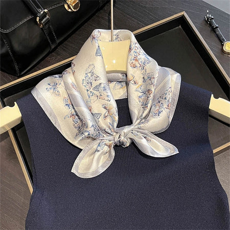 RUNMEIF Luxury 100% Silk Scarf &ndash; Elegant Horse Print Design