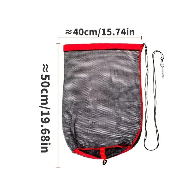Portable Fishing Landing Net with Encrypted Mesh and Drawstring 40x0.5m