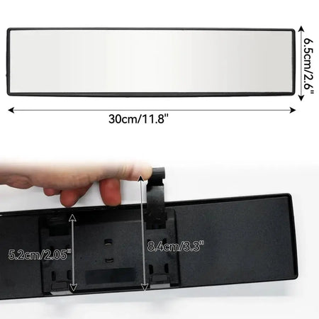 Universal Car Rear Mirror Wide-angle Rearview Mirror Auto Wide Convex Curve Interior Clip On Rear View Mirror 300mm 270mm by InterCyprus Trading Ltd