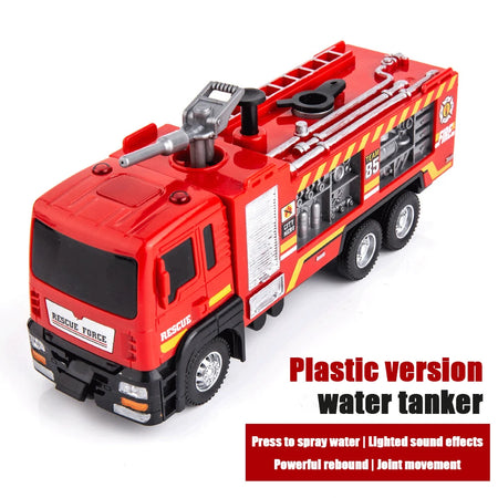 NoEnName_Null Alloy Fire Engine Model Toy with Light, Music, and Spray Function Plastic Tanker