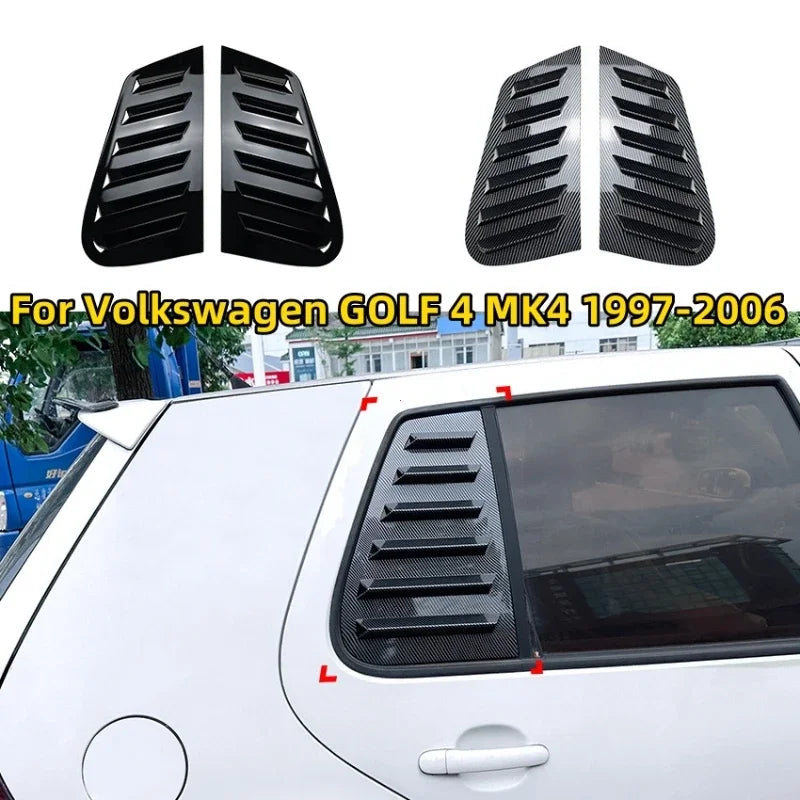 Ventola per Finestrino Louver Posteriore in ABS per Volkswagen Golf 4 Mk4 Nero Carbonio