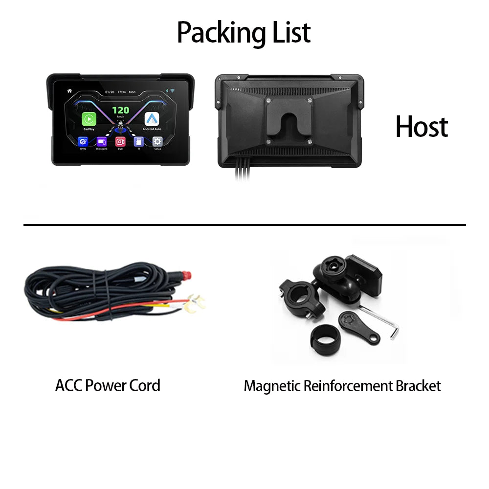 Peocke 7 Inch Motorcycle Carplay Display &ndash; Wireless GPS Navigation with IPX7 Waterproof Design 1 pcs / None