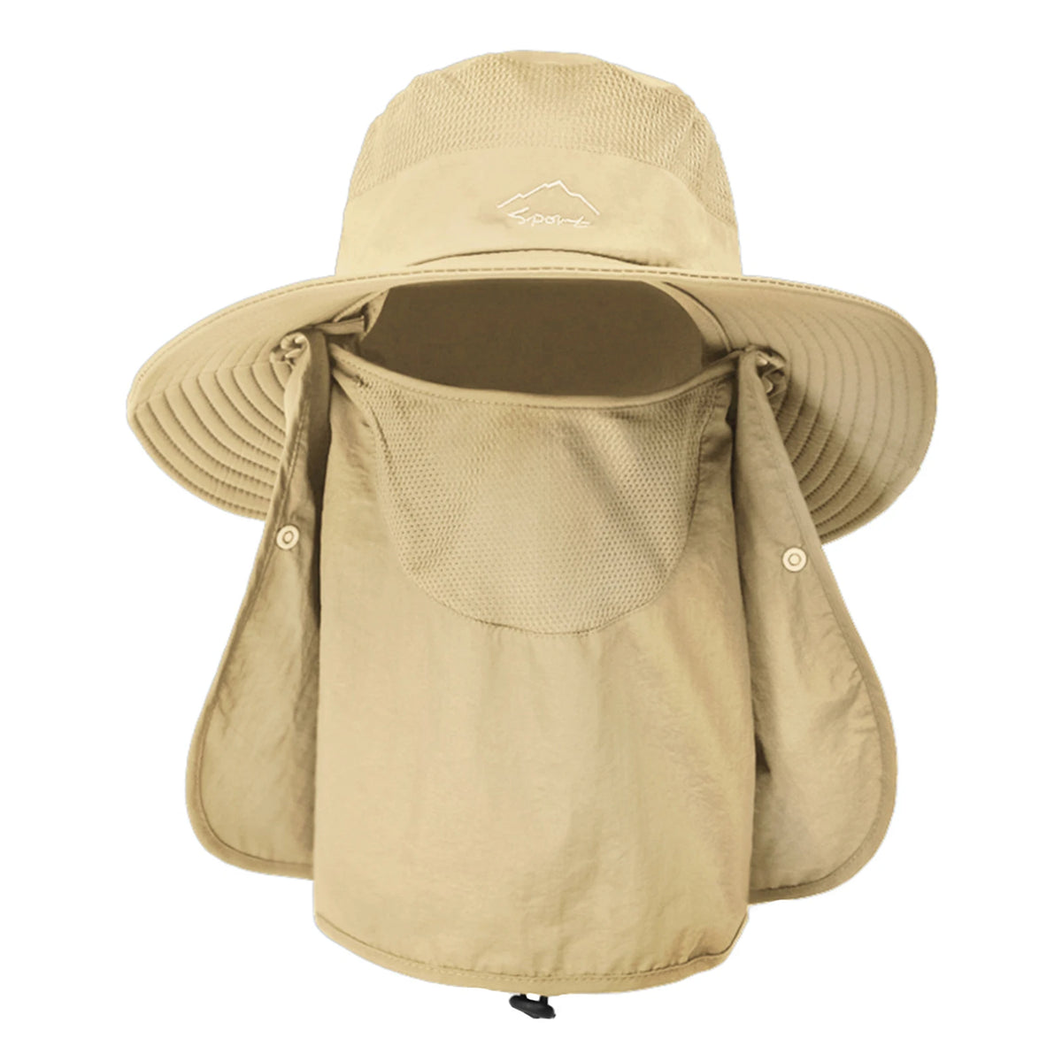 Sun Hat UV Protection Wide Brim Neck Flap &ndash; Sun Shield Khaki