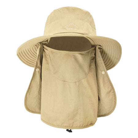 Sun Hat UV Protection Wide Brim Neck Flap &ndash; Sun Shield Khaki
