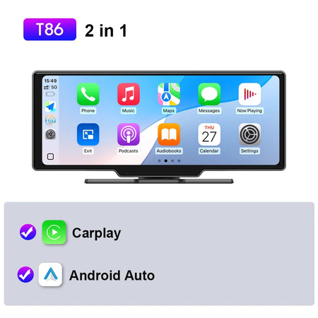 JMCQ Universal 10.26 Inch Android WIFI Car Multimedia Player &ndash; Wireless Carplay and Bluetooth Connectivity T86