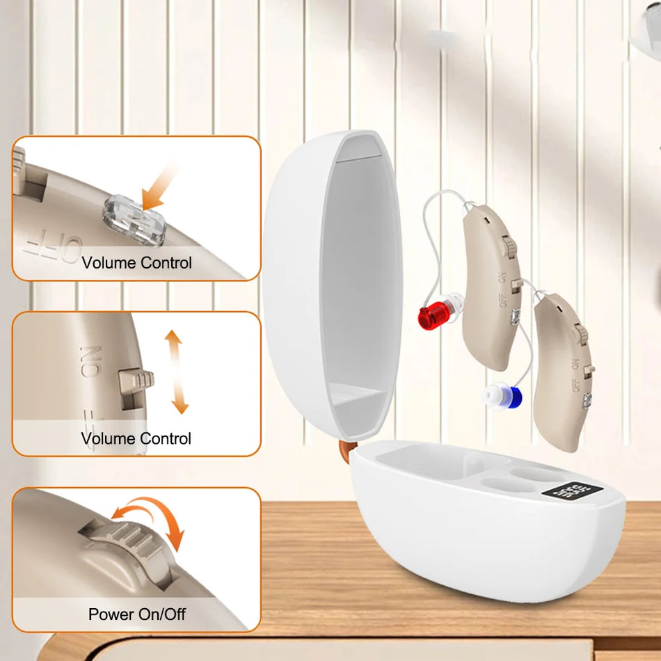 Digitální dobíjecí OTC sluchadla pro seniory přenosná