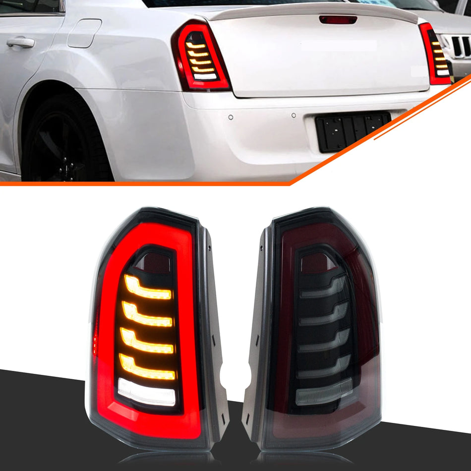 Chrysler 300 2011 a 2014 Luci posteriori a LED Animazione dinamica Freccia sequenziale Nera Assemblaggio fanali posteriori