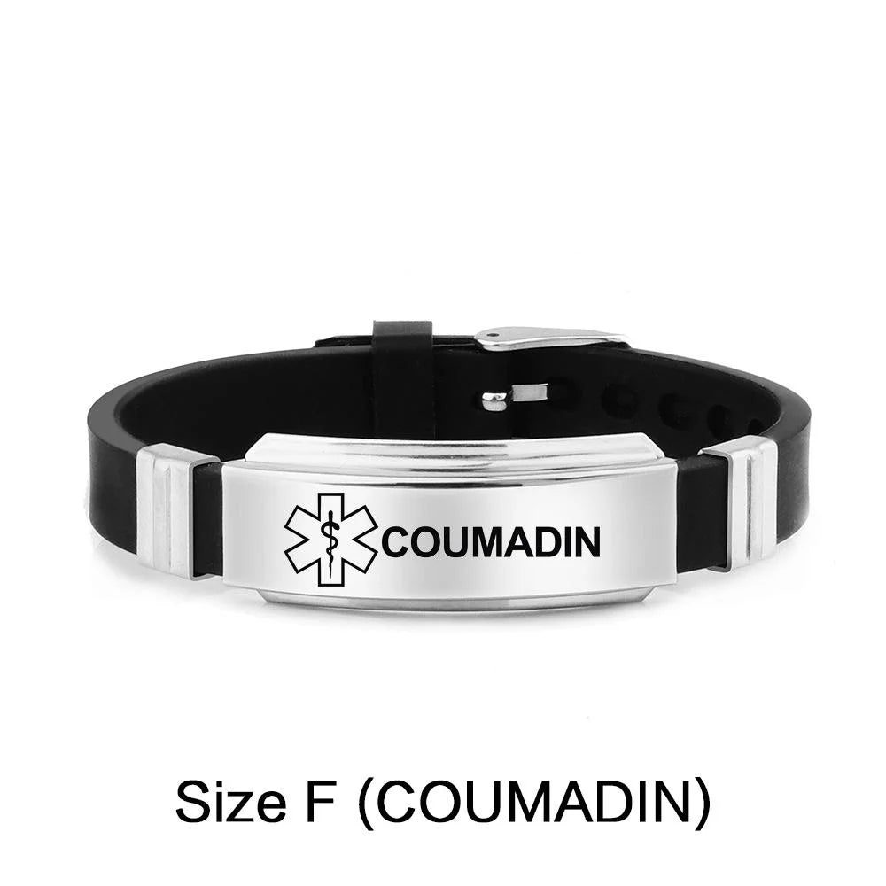 Stainless Steel Medical Alert Bracelet - 15 Styles COUMADIN