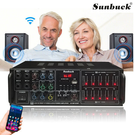 8000W Bluetooth Amplifiers Support 4 Way Microphone Input USB SD FM AUX Digital Audio Stereo Amplificador Speaker Remote Control