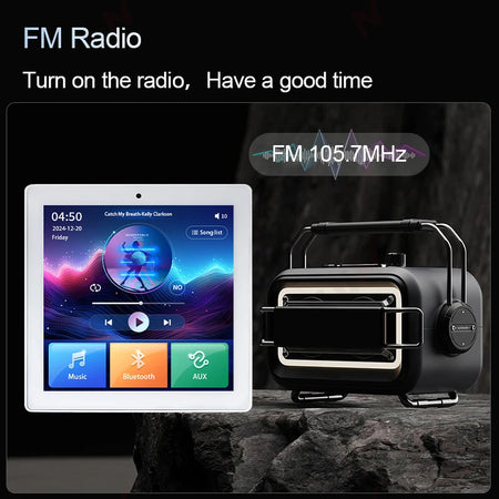 4 Inch Touch Screen In-Wall Bluetooth Power Amplifier with Ceiling Speakers