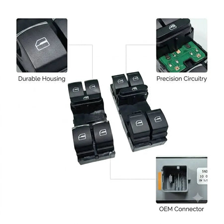 Power Window Master Switch Control Button For VW Jetta Golf Passat MK5 by InterCyprus Trading Ltd