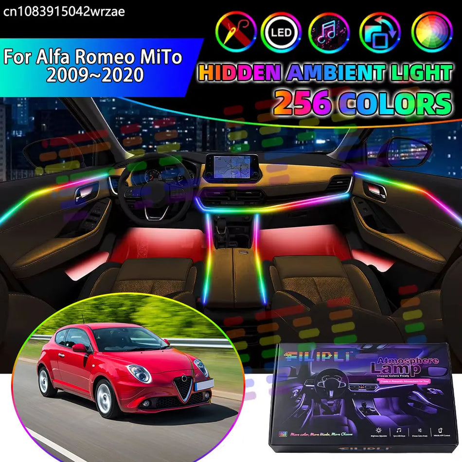 RGB LED λωρίδες φωτισμού με έλεγχο μέσω εφαρμογής για Alfa Romeo MiTo 2009-2020
