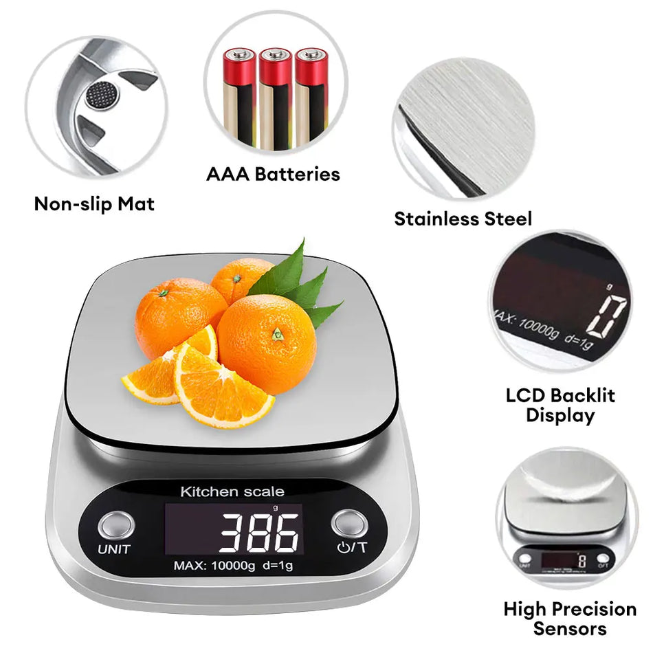 3KG 0.1G 10KG 1G Kitchen Scale - High Precision LCD
