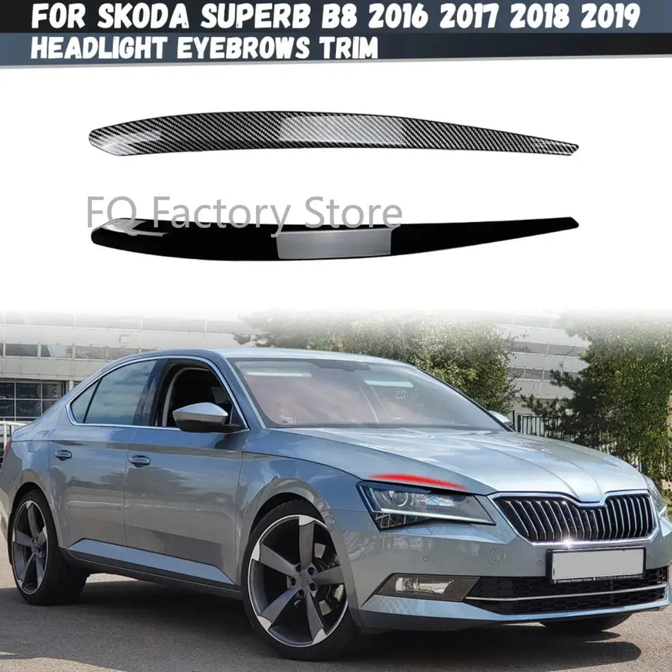 Headlight Eyebrow Trim Stickers for Skoda Superb B8 2016-2018 by InterCyprus Trading Ltd